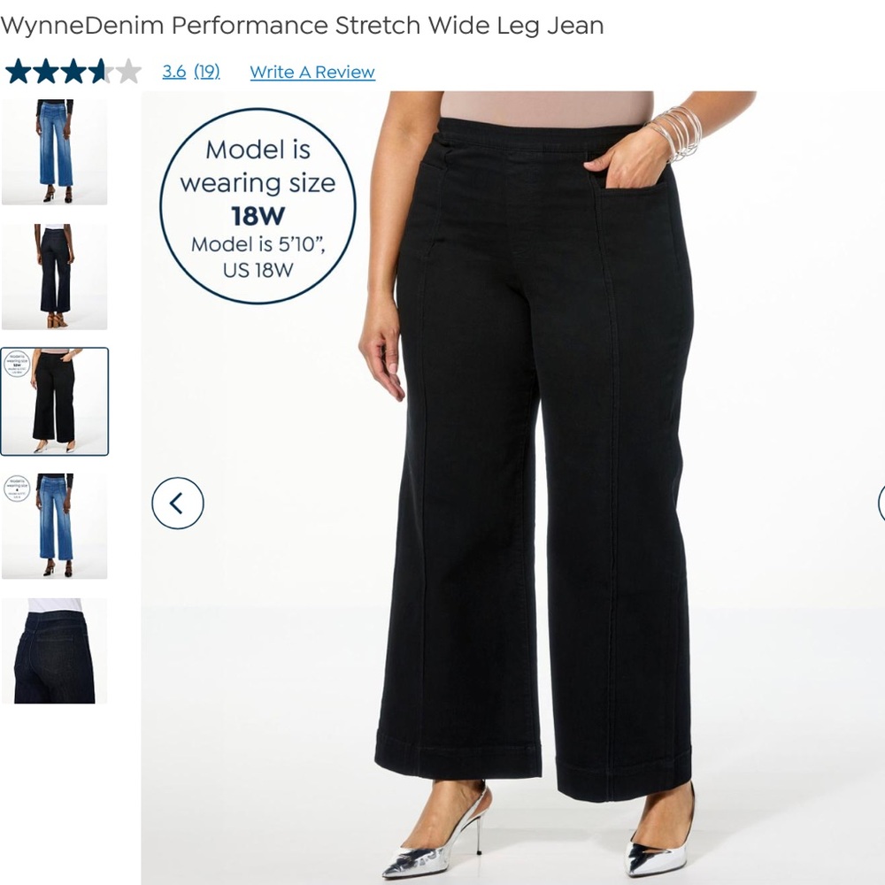 WynneDenim Performance Stretch Indigo Blue Wide Leg Jean Size 14